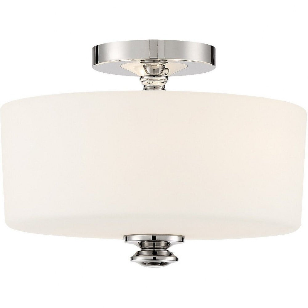 Travis Polished Nickel 2-Light Indoor/Outdoor LED Semi-Flush Mount