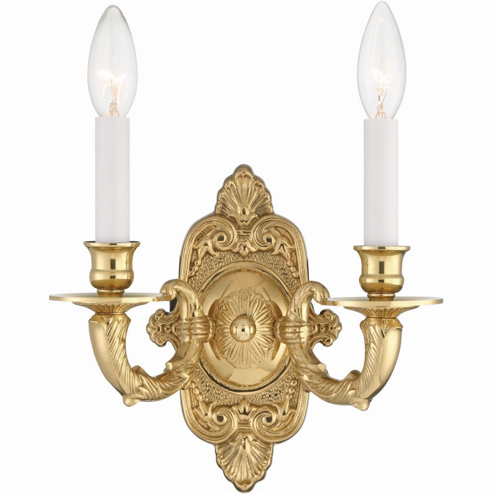 Polished Brass 2-Light Outdoor Vanity Wall Sconce