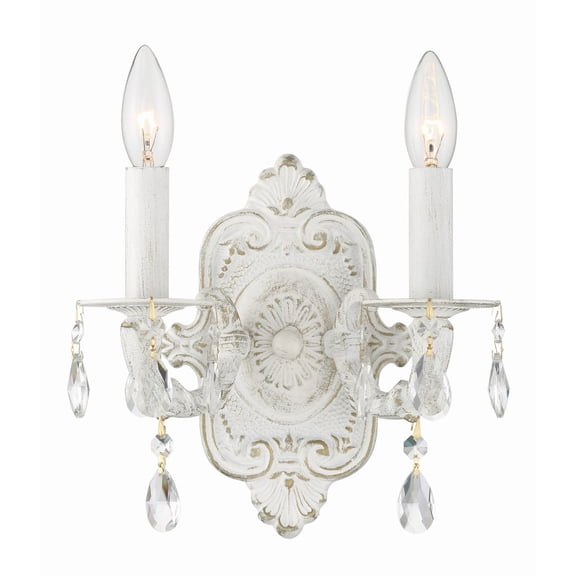 5022-AW-CL-MWP Crystorama Lighting Paris Market - Two Light Wall Sconce in Classic Style - 10 Inches Wide by 9.5 Inches High-Antique White Finish-Hand