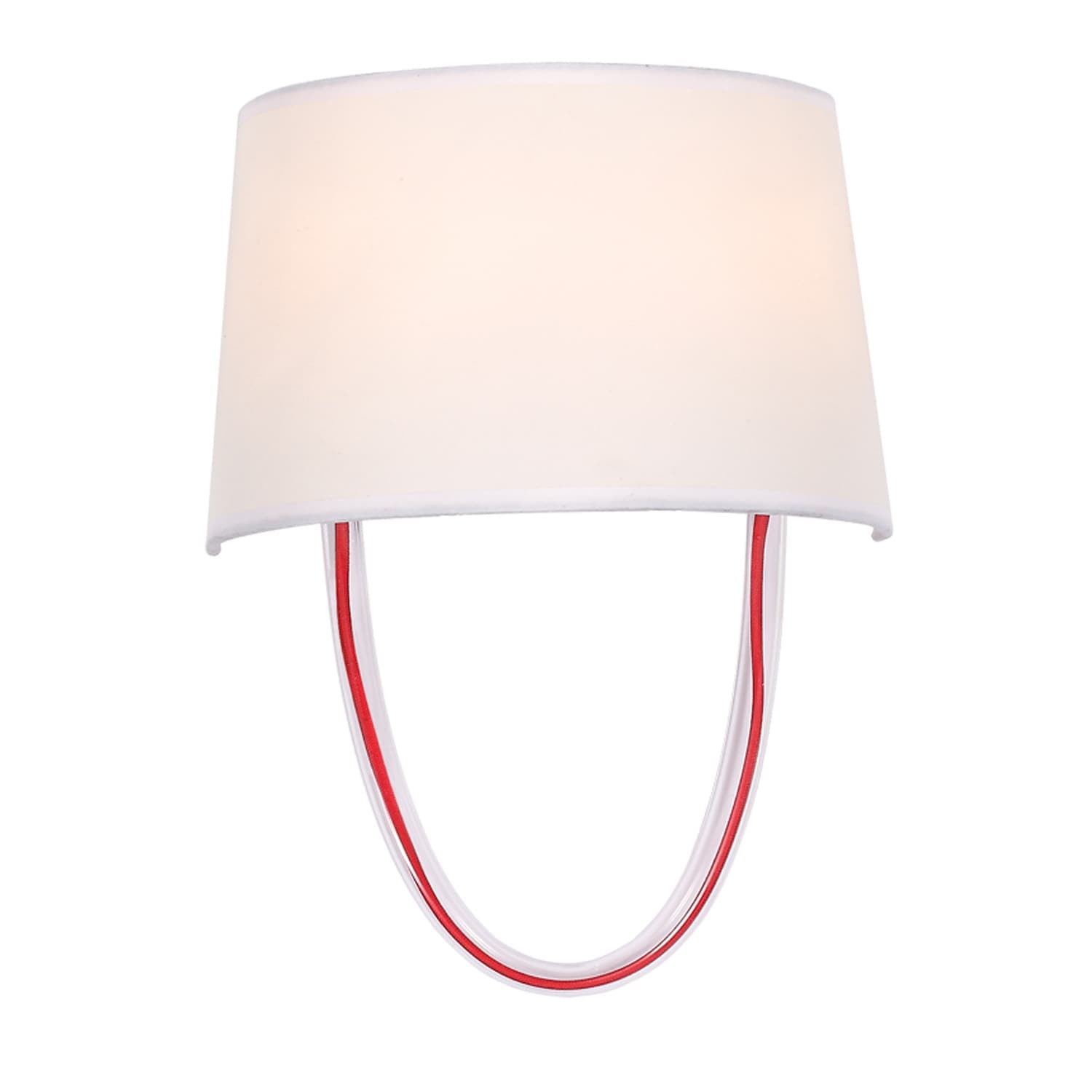Polished Chrome Red Cord Silk Shade Wall Sconce