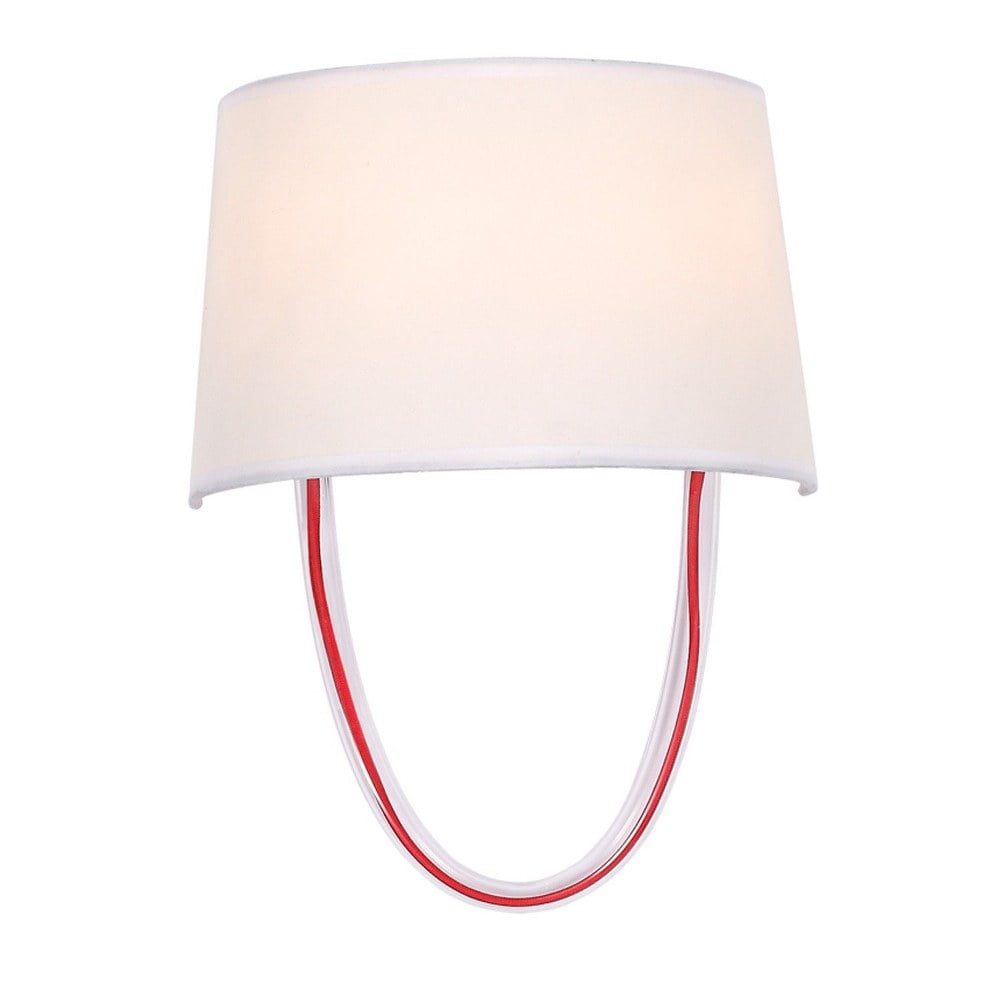 Polished Chrome Red Cord Silk Shade Wall Sconce