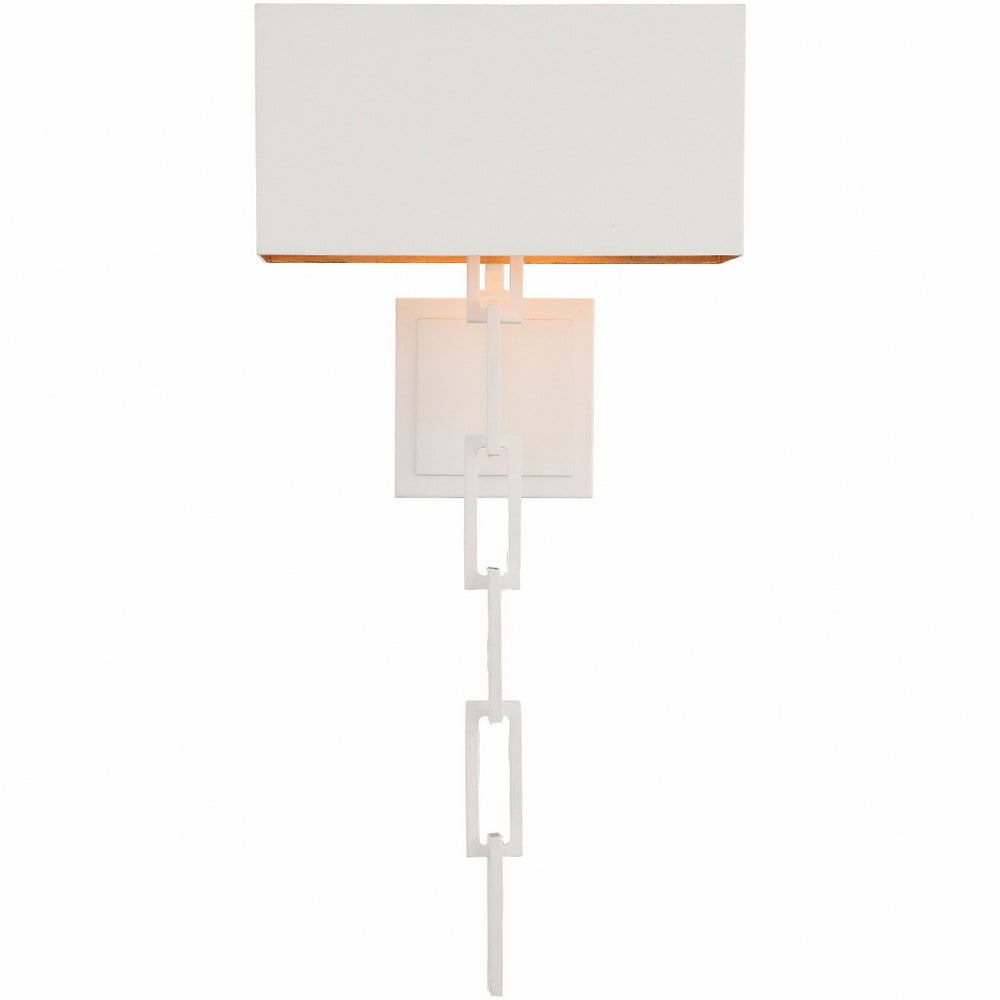 Alston Matte White and Antique Gold 2-Light Steel Sconce