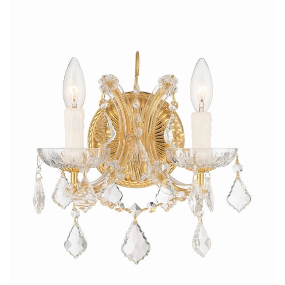 4472-GD-CL-SAQ Crystorama Lighting Maria Theresa - Two Light Wall Sconce in Classic Style - 10.5 Inches Wide by 12.5 Inches High-Gold Finish-Swarovski