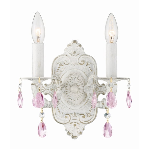 5022-AW-RO-MWP Crystorama Lighting Paris Market - Two Light Wall Sconce in Classic Style - 10 Inches Wide by 9.5 Inches High-Antique White Finish-Hand