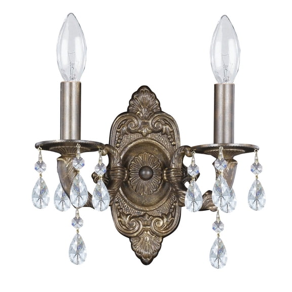 5022-VB-CL-MWP Crystorama Lighting Paris Market - Two Light Wall Sconce in Classic Style - 10 Inches Wide by 9.5 Inches High-Venetian Bronze