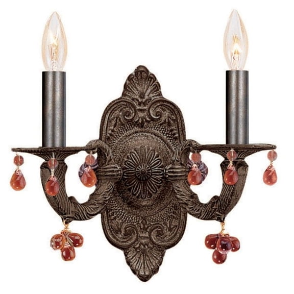 5200-VB-AMBER Crystorama Lighting Sutton - Two Light Wall Sconce in Minimalist Style - 11 Inches Wide by 12 Inches High-Venetian Bronze Finish-Amber