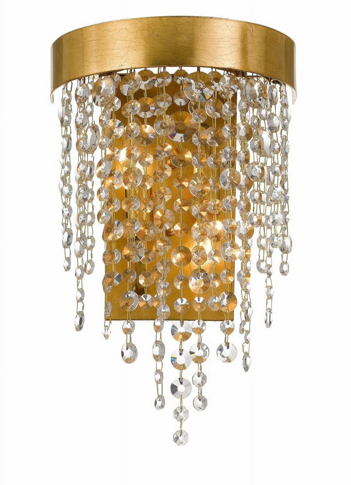 Antique Gold Dimmable Crystal Sconce with Hand-Cut Strands