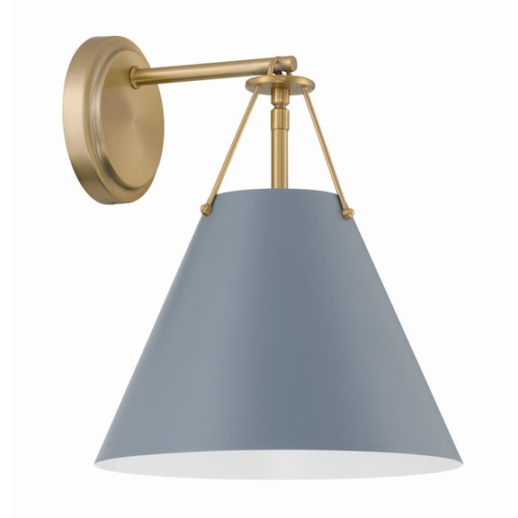 XAV-B8311-VG-BL Crystorama Lighting Xavier - 1 Light Task Wall Sconce-12.5 Inches Tall and 10 Inches Wide-Vibrant Gold/Blue Finish-Blue/White Shade