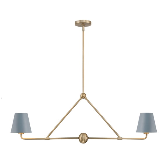 XAV-B9302-VG-BL Crystorama Lighting Xavier - 2 Light Chandelier In Modern Style-15 Inches Tall and 42 Inches Wide-Vibrant Gold/Blue Finish