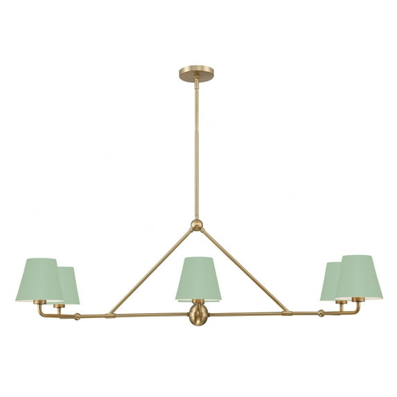XAV-B9306-VG-GR Crystorama Lighting Xavier - 6 Light Chandelier In Modern Style-14.75 Inches Tall and 46 Inches Wide-Vibrant Gold/Green Finish
