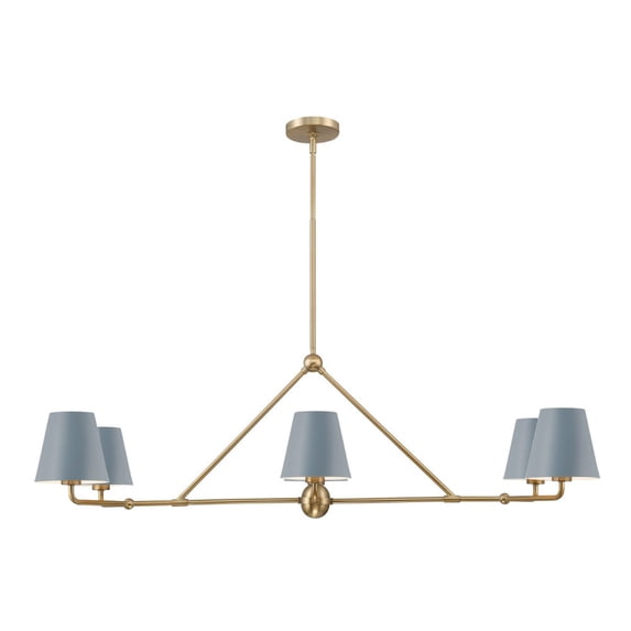 XAV-B9306-VG-BL Crystorama Lighting Xavier - 6 Light Chandelier In Modern Style-14.75 Inches Tall and 46 Inches Wide-Vibrant Gold/Blue Finish