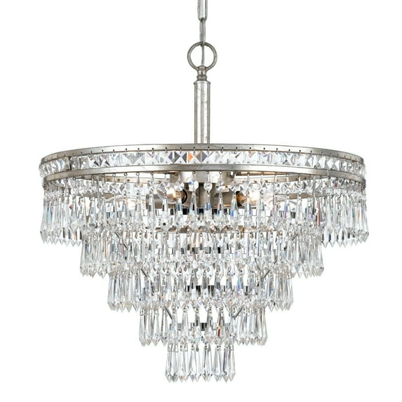 Crystorama Mercer 7 Light Hand Cut Crystal Silver Convertible Chandelier - 20'' W x 23.25'' H
