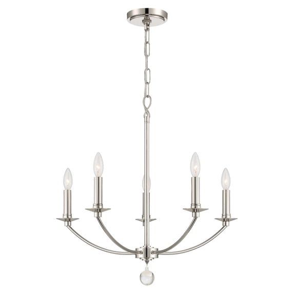 MIL-8005-PN Crystorama Lighting Mila - 5 Light Chandelier In Traditional Style-24 Inches Tall and 23 Inches Wide -Traditional Installation