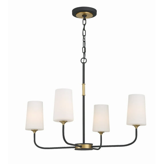 Crystorama Niles 4 Light Black Forged & Modern Gold Chandelier - 29"W x 21.5"H