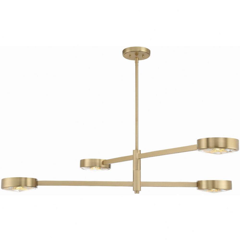 Modern Gold 4-Light Chandelier with Clear Glass Shades