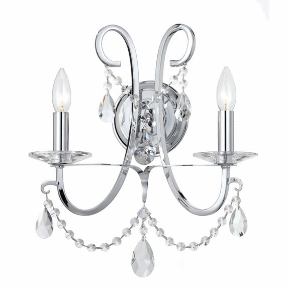 6822-CH-CL-SAQ-Crystorama Lighting-Othello - Two Light Wall Sconce in Classic Style - 14 Inches Wide by 16 Inches High-Polished Chrome
