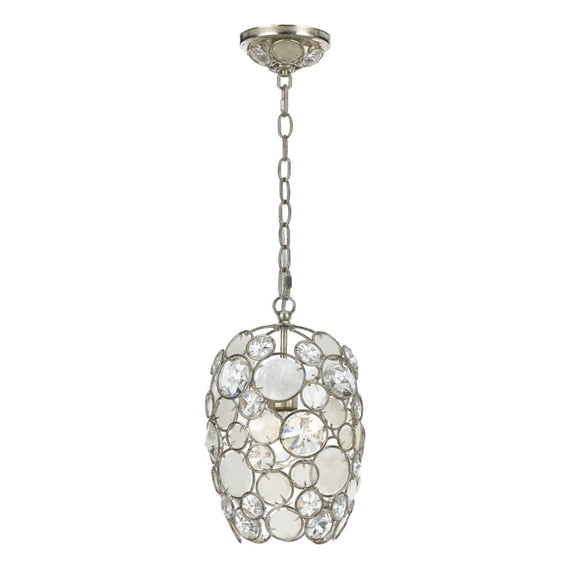 Crystorama Palla 1 Light Antique Silver Mini Chandelier - 8.5'' W x 13.75'' H