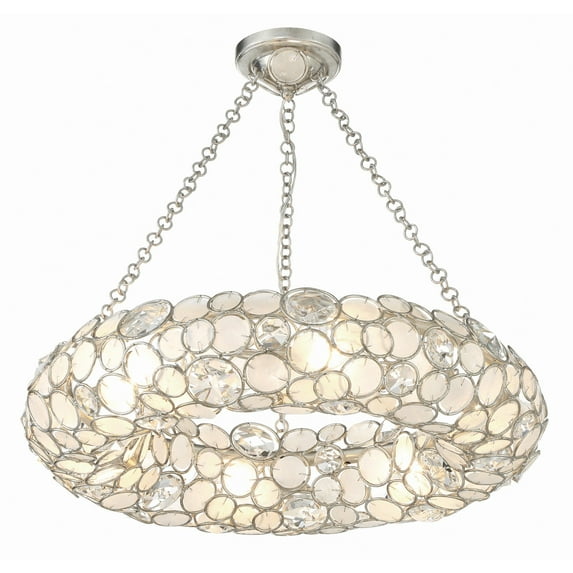 Crystorama Palla 6 Light Antique Silver Chandelier - 24"W x 5.25"H x 24"D