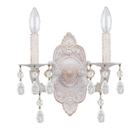 Crystorama Paris Market 2 Light Swarovski Strass Crystal White Sconce - 10'' W x 9.5'' H x 5'' D