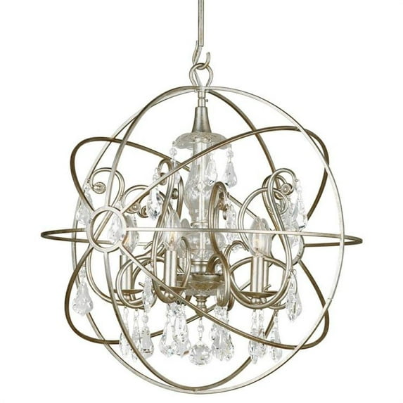 Crystorama Solaris 5 Lt Swarovski Strass Crystal Silver Sphere Chandelier - 9026-OS-CL-S