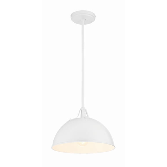 Crystorama Soto 1 Light White Pendant - 12"W x 8"H