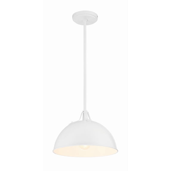 Crystorama Soto 1 Light White Pendant - 12"W x 8"H
