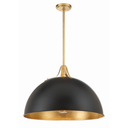 Crystorama Soto 3 Light Matte Black & Antique Gold Pendant - 23.5"W x 15.75"H