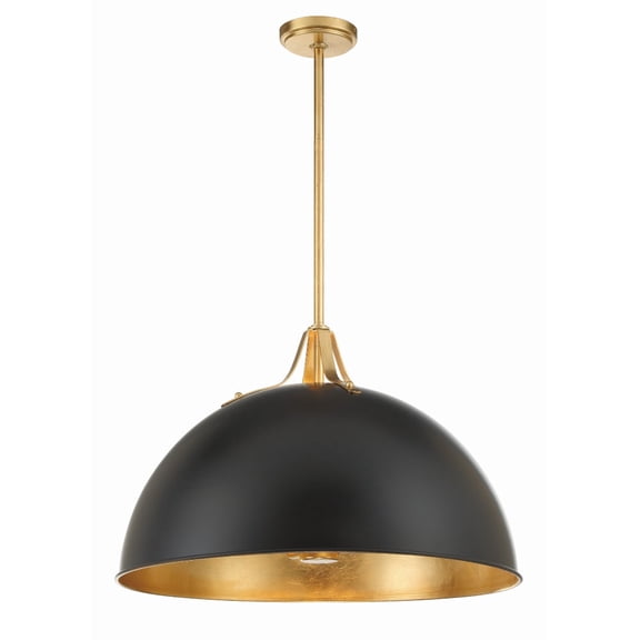Crystorama Soto 3 Light Matte Black & Antique Gold Pendant - 23.5"W x 15.75"H