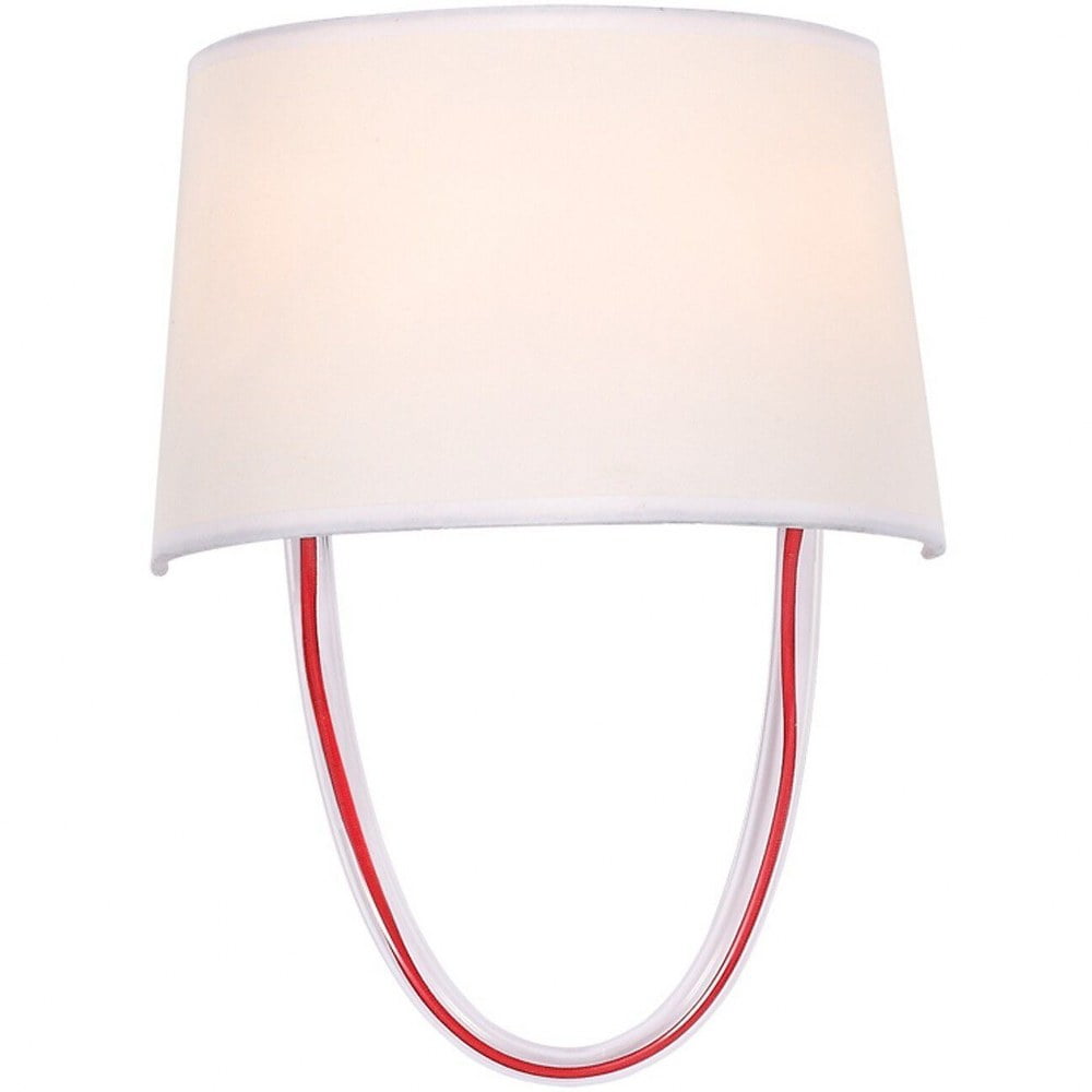 Polished Chrome Red Cord Silk Shade Wall Sconce