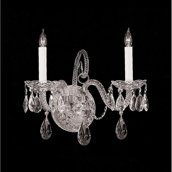 Crystorama Traditional Crystal 2 Light Clear Crystal Chrome Sconce - 14'' W x 12'' H x 6'' D