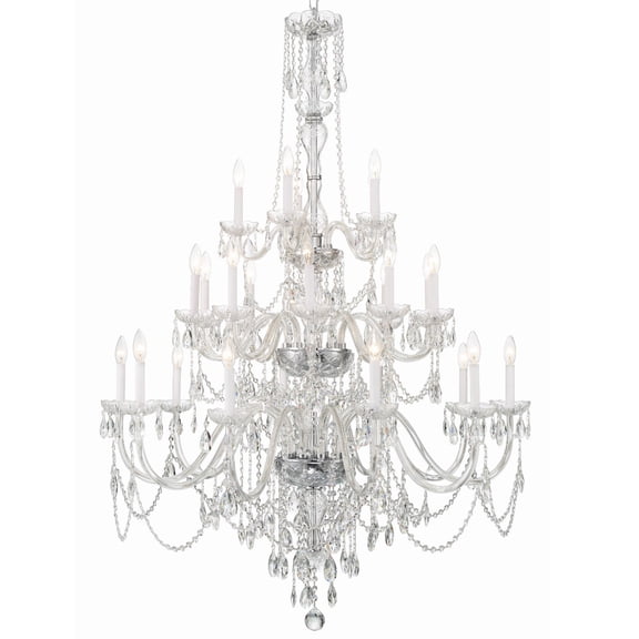 Crystorama Traditional Crystal 25 Light Polished Chrome Chandelier - 45"W x 61"H