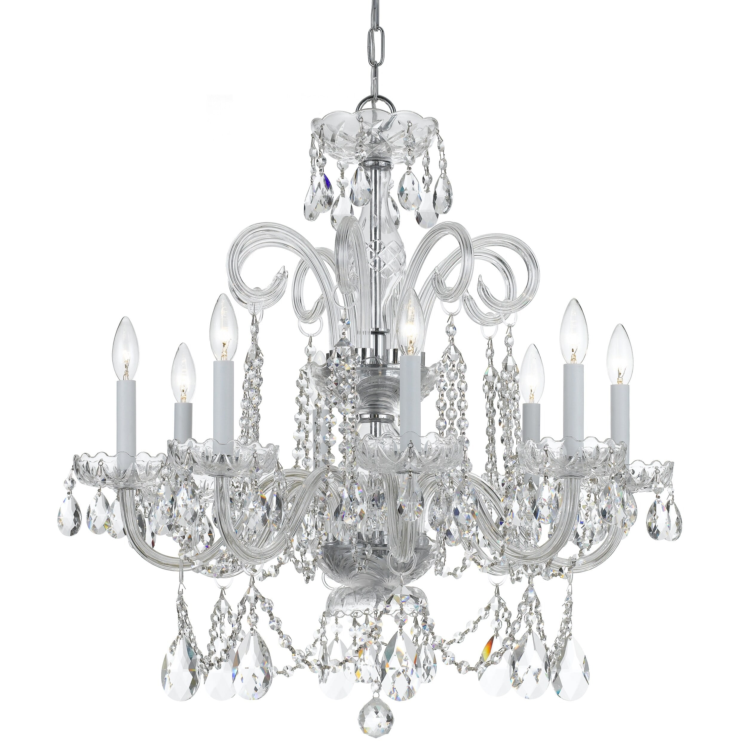 Elegant Spectra Crystal 8-Light Chandelier in Polished Chrome