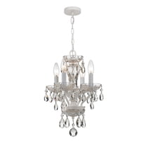 Crystorama Traditional Italian Crystal 4 Light White Mini Chandelier - 11'' W x 15'' H