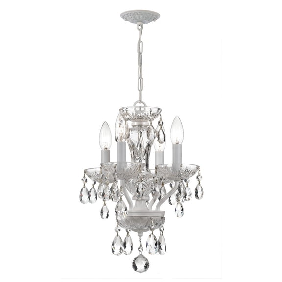 Crystorama Traditional Italian Crystal 4 Light White Mini Chandelier - 11'' W x 15'' H