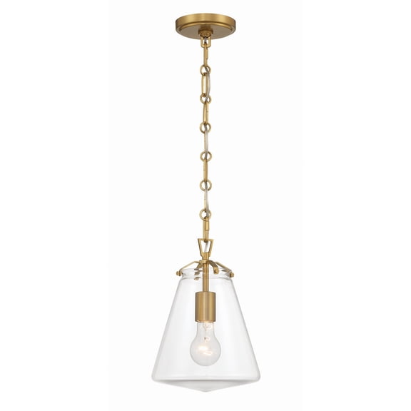 Crystorama Voss 1 Light Luxe Gold Mini Pendant - 8.25"W x 11.5"H x 8.25"D