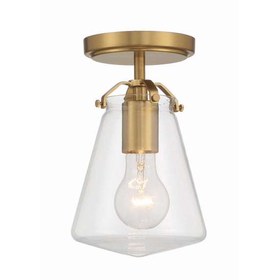 Crystorama Voss 1 Light Luxe Gold Semi Flush Mount - 5.75"W x 9.25"H x 5.75"D