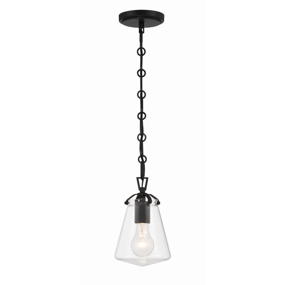 Crystorama Voss 1 Light Matte Black Mini Pendant - 5.75"W x 9"H x 5.75"D
