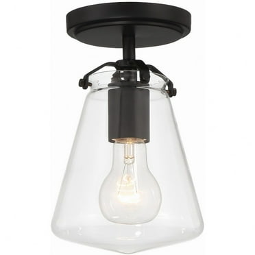 Crystorama Voss 1 Light Matte Black Semi Flush Mount - 5.75"W x 9.25"H x 5.75"D