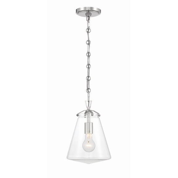 Crystorama Voss 1 Light Polished Nickel Mini Pendant - 8.25"W x 11.5"H x 8.25"D