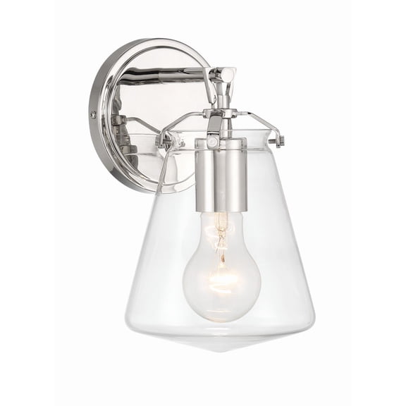Crystorama Voss 1 Light Polished Nickel Sconce - 5.75"W x 9.75"H x 6.5"D