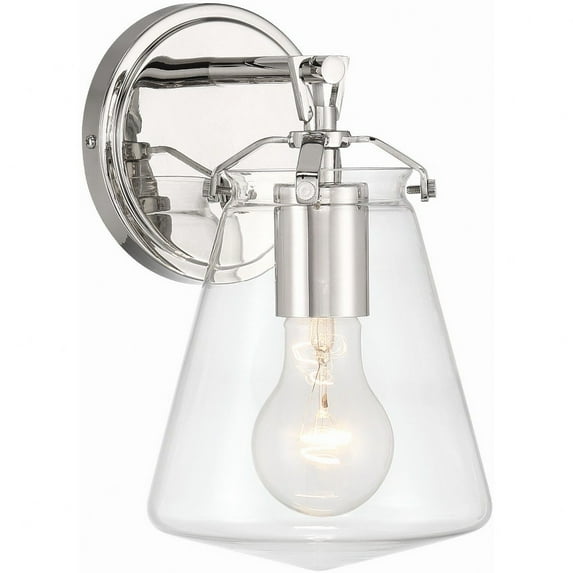 Crystorama Voss 1 Light Polished Nickel Sconce - 5.75"W x 9.75"H x 6.5"D