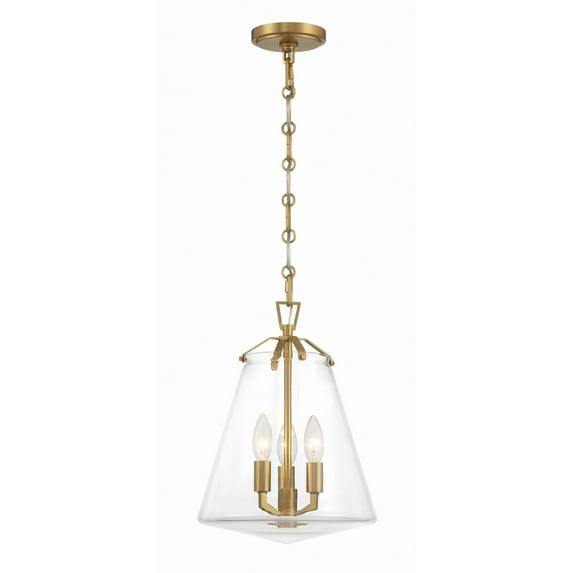 Crystorama Voss 3 Light Luxe Gold Mini Chandelier - 11"W x 14.75"H x 11"D