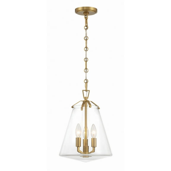 Crystorama Voss 3 Light Luxe Gold Mini Chandelier - 11"W x 14.75"H x 11"D