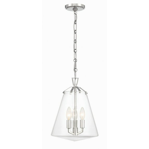 Crystorama Voss 3 Light Polished Nickel Mini Chandelier - 11"W x 14.75"H x 11"D