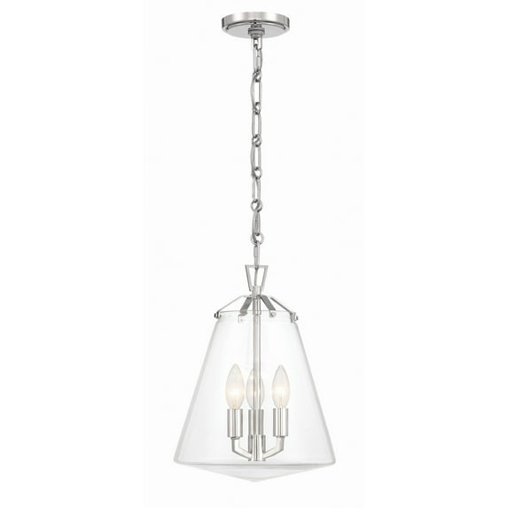 Crystorama Voss 3 Light Polished Nickel Mini Chandelier - 11"W x 14.75"H x 11"D