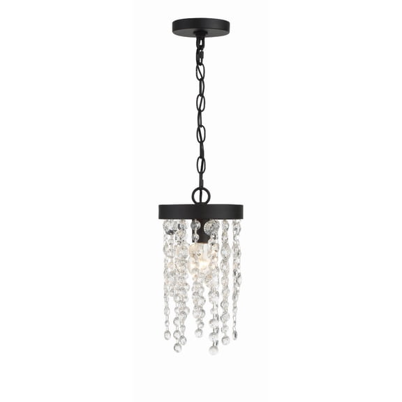 Crystorama Winham 1 Light Black Forged Pendant - 7"W x 14"H