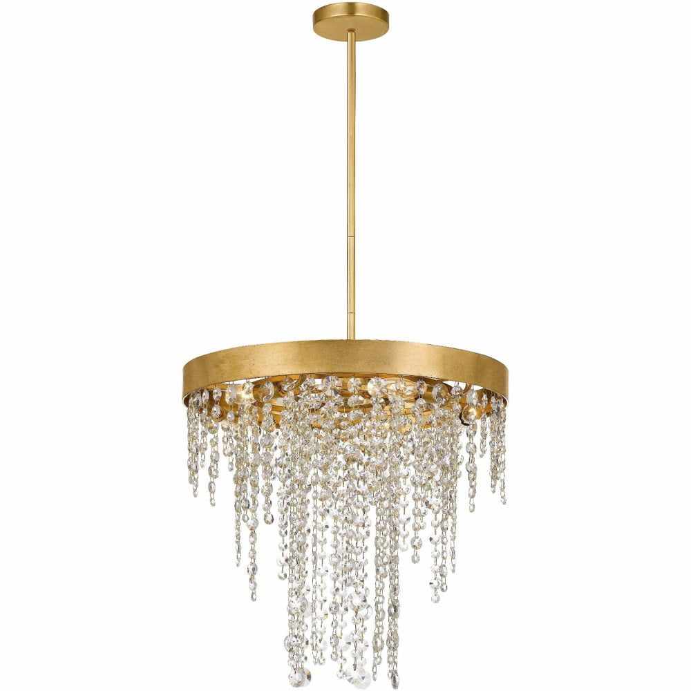 Elegant Antique Gold 5-Light Chandelier with Hand-Cut Crystal Accents