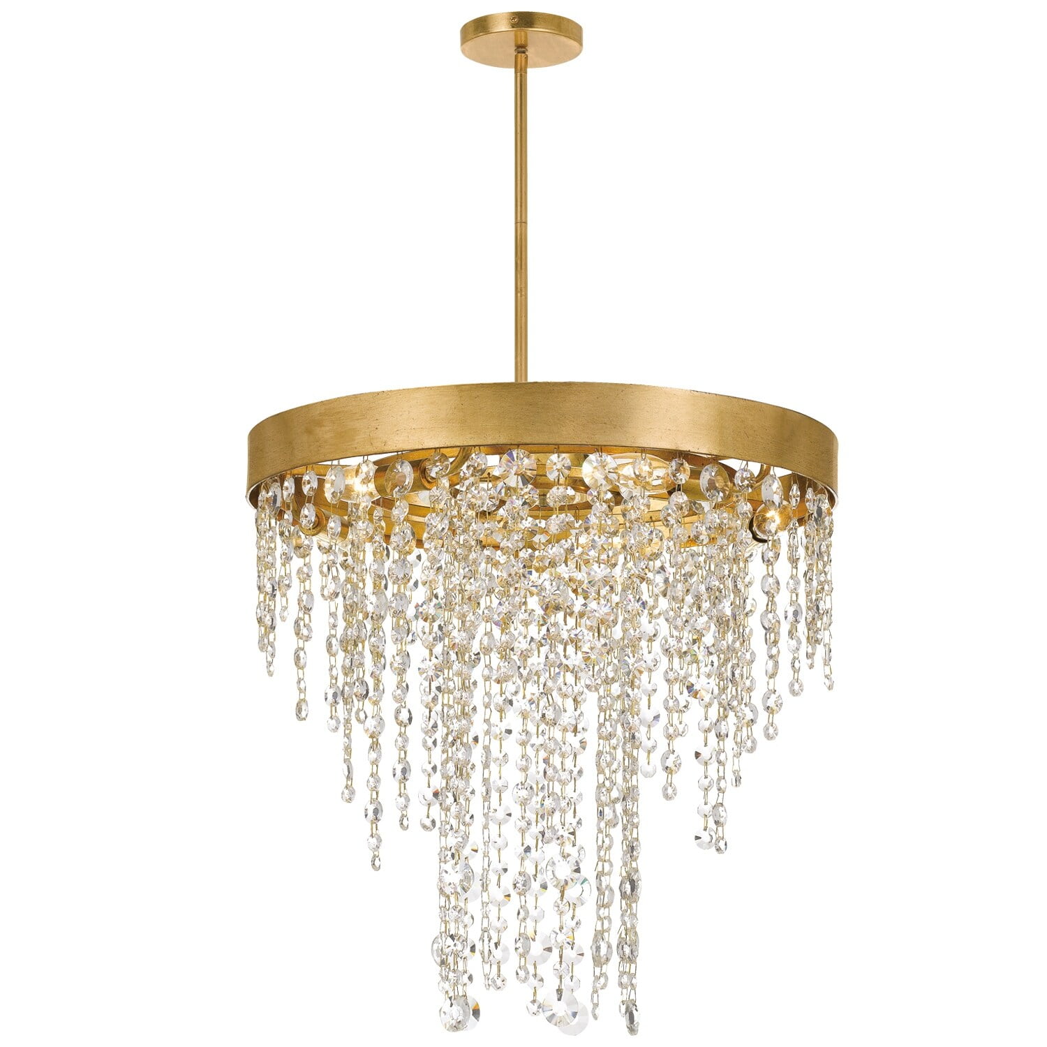 Elegant Antique Gold 5-Light Chandelier with Hand-Cut Crystal Accents