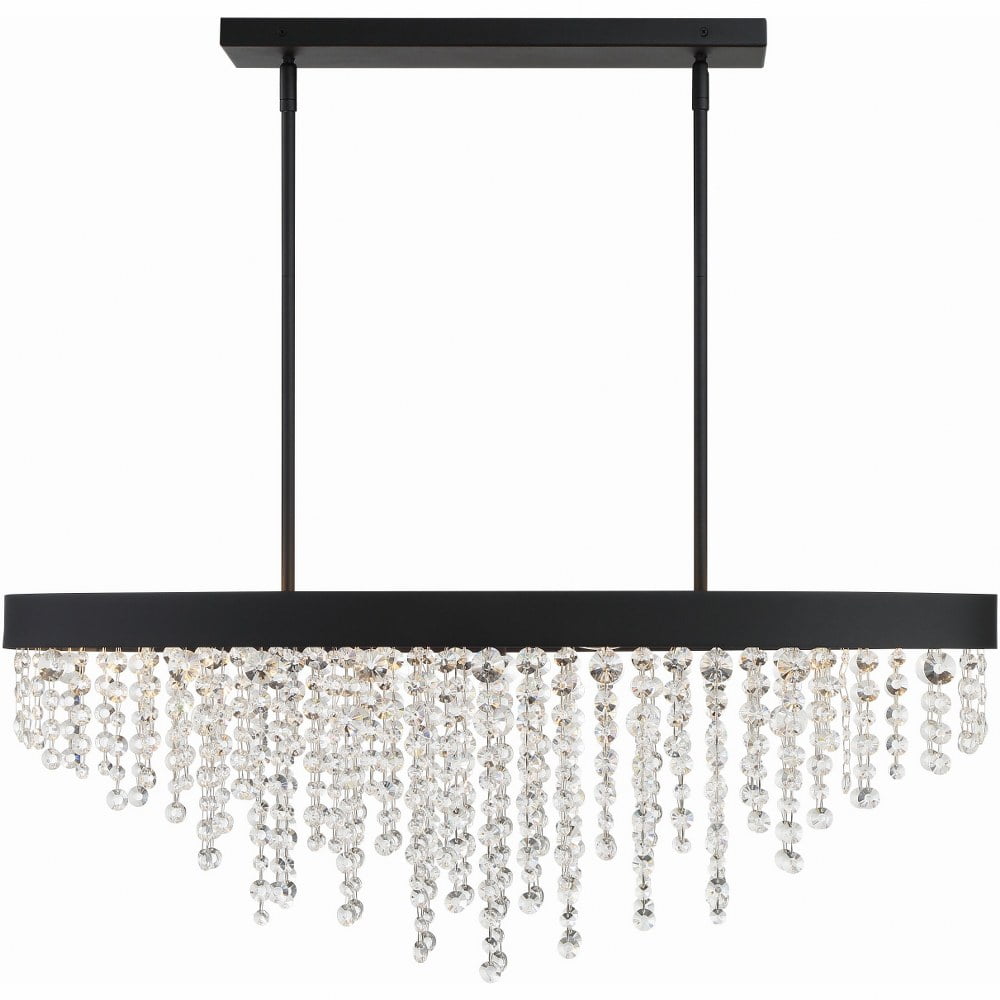 Black Forged 8-Light Chandelier with Hand Cut Crystal