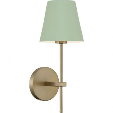 Crystorama Xavier 1 Light Vibrant Gold + Green Sconce - 6"W x 15"H x 7"D
